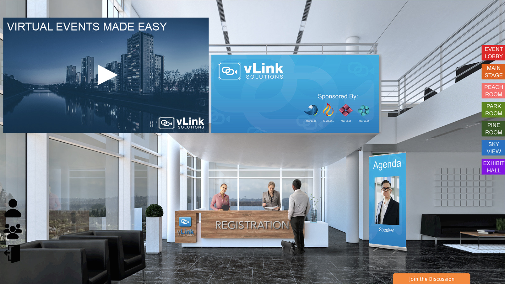 vLink Events Virtual Event Lobby, Custom Made to Suit Your Virtual Event